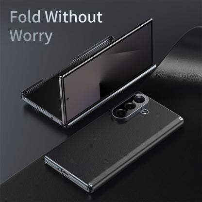 For Samsung Galaxy Z Fold8 Ultra Case Dual-Axis Hinge PU Leather Hard PC Folding Phone Cover