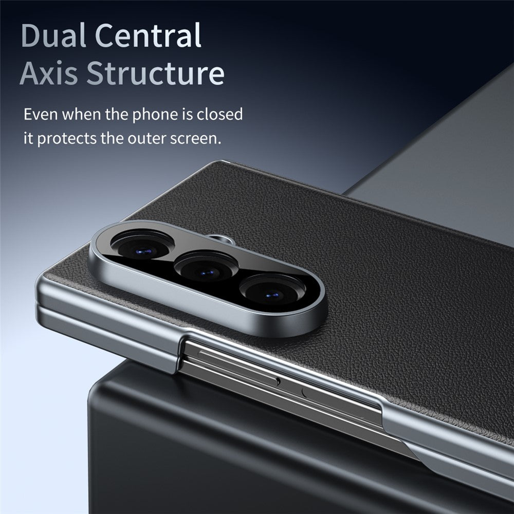 For Samsung Galaxy Z Fold8 Ultra Case Dual-Axis Hinge PU Leather Hard PC Folding Phone Cover
