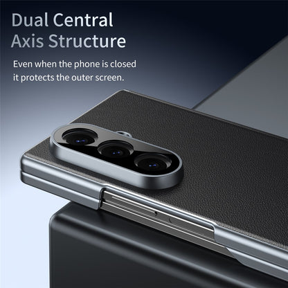 For Samsung Galaxy Z Fold8 Ultra Case Dual-Axis Hinge PU Leather Hard PC Folding Phone Cover