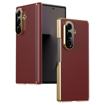 For Samsung Galaxy Z Fold8 Ultra Case Dual-Axis Hinge PU Leather Hard PC Folding Phone Cover