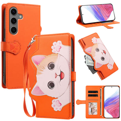 For Samsung Galaxy S26+ Case Cute Cat Pattern PU Leather Flip Wallet Phone Cover with Wrist Strap