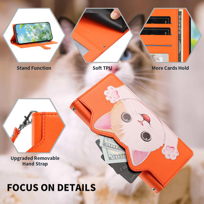 For Samsung Galaxy S26+ Case Cute Cat Pattern PU Leather Flip Wallet Phone Cover with Wrist Strap