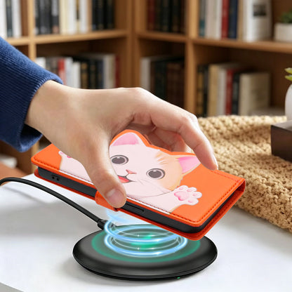 For Samsung Galaxy S26+ Case Cute Cat Pattern PU Leather Flip Wallet Phone Cover with Wrist Strap