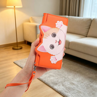 For Samsung Galaxy S26+ Case Cute Cat Pattern PU Leather Flip Wallet Phone Cover with Wrist Strap