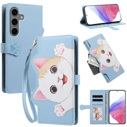 For Samsung Galaxy S26+ Case Cute Cat Pattern PU Leather Flip Wallet Phone Cover with Wrist Strap