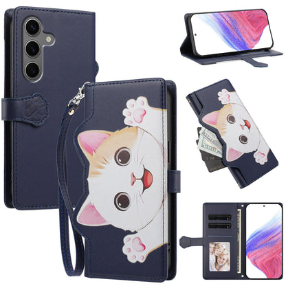 For Samsung Galaxy S26+ Case Cute Cat Pattern PU Leather Flip Wallet Phone Cover with Wrist Strap