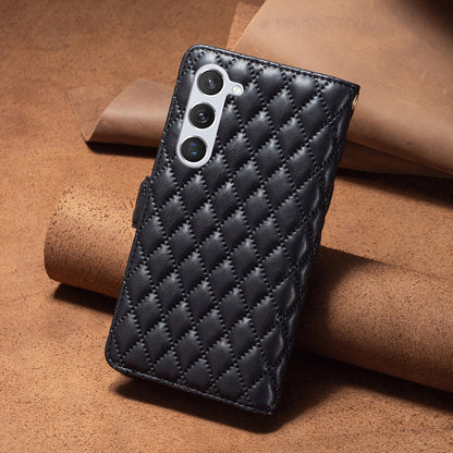 BINFEN COLOR for Samsung Galaxy S26+ BF Style-15 Leather Case Zipper Pocket Rhombus Phone Cover