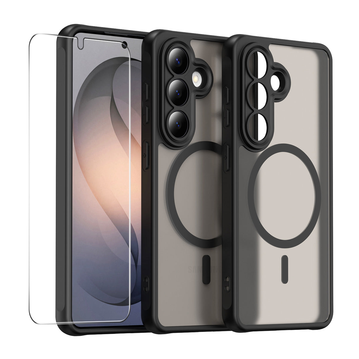HAT PRINCE for Samsung Galaxy S26+ ENKAY  Magnetic Case with Tempered Glass Support Ultrasonic Unlocking PC TPU Matte Phone Cover