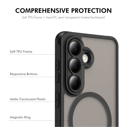 HAT PRINCE for Samsung Galaxy S26+ ENKAY  Magnetic Case with Tempered Glass Support Ultrasonic Unlocking PC TPU Matte Phone Cover