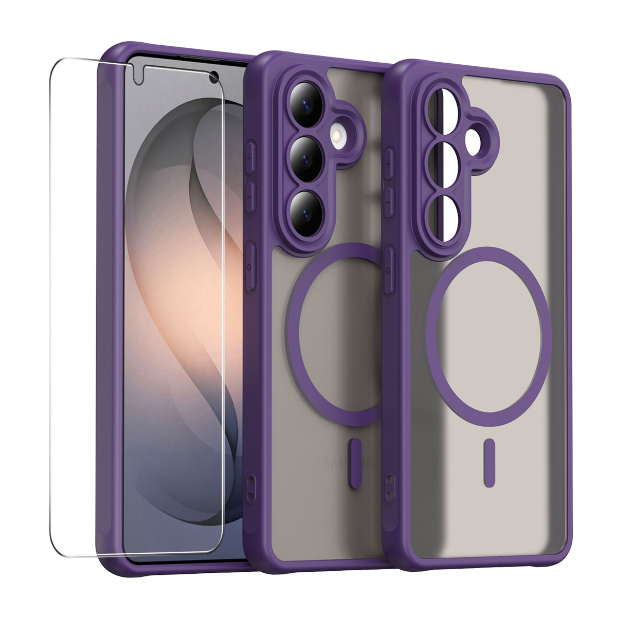 HAT PRINCE for Samsung Galaxy S26+ ENKAY  Magnetic Case with Tempered Glass Support Ultrasonic Unlocking PC TPU Matte Phone Cover