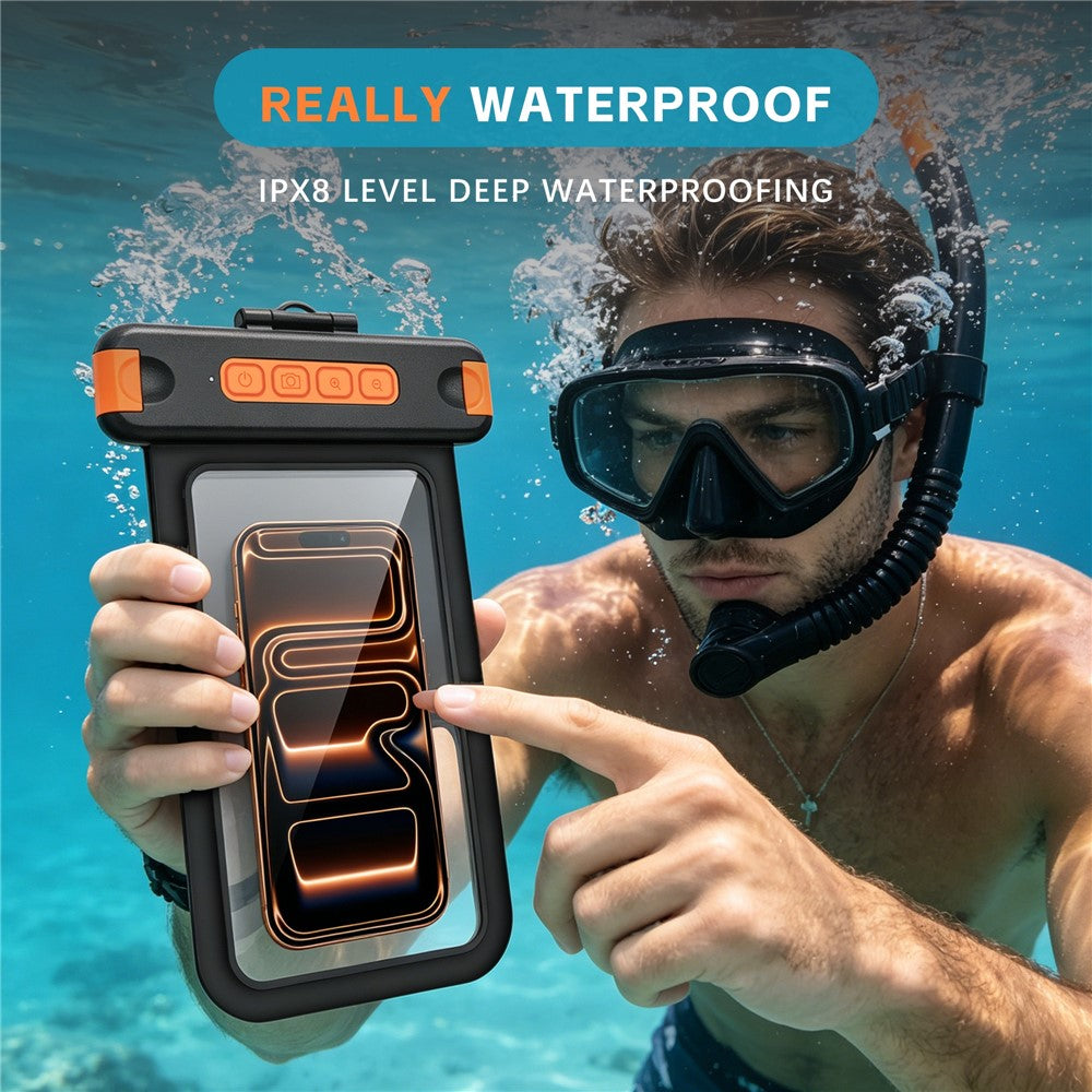 For iPhone 17 Waterproof Phone Pouch IPX8 Underwater Case Bluetooth-compatible Camera Button Floating Dry Bag