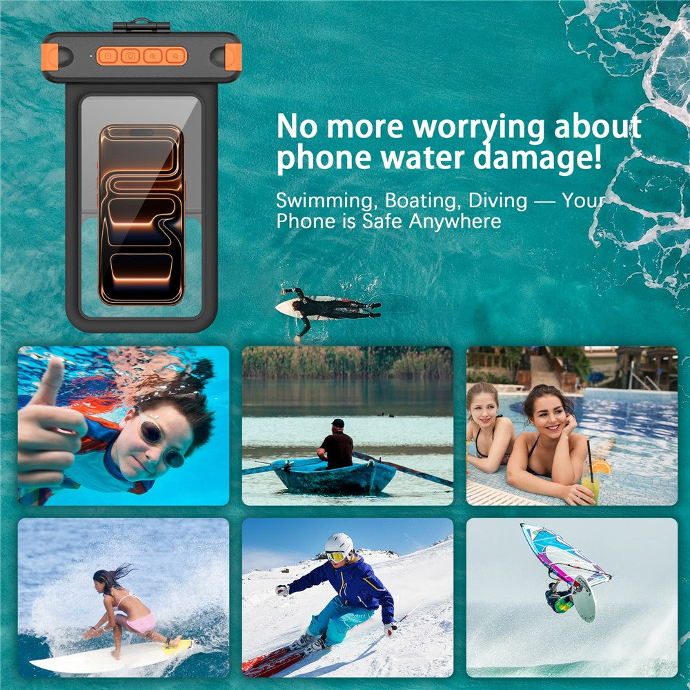 For iPhone 17 Waterproof Phone Pouch IPX8 Underwater Case Bluetooth-compatible Camera Button Floating Dry Bag