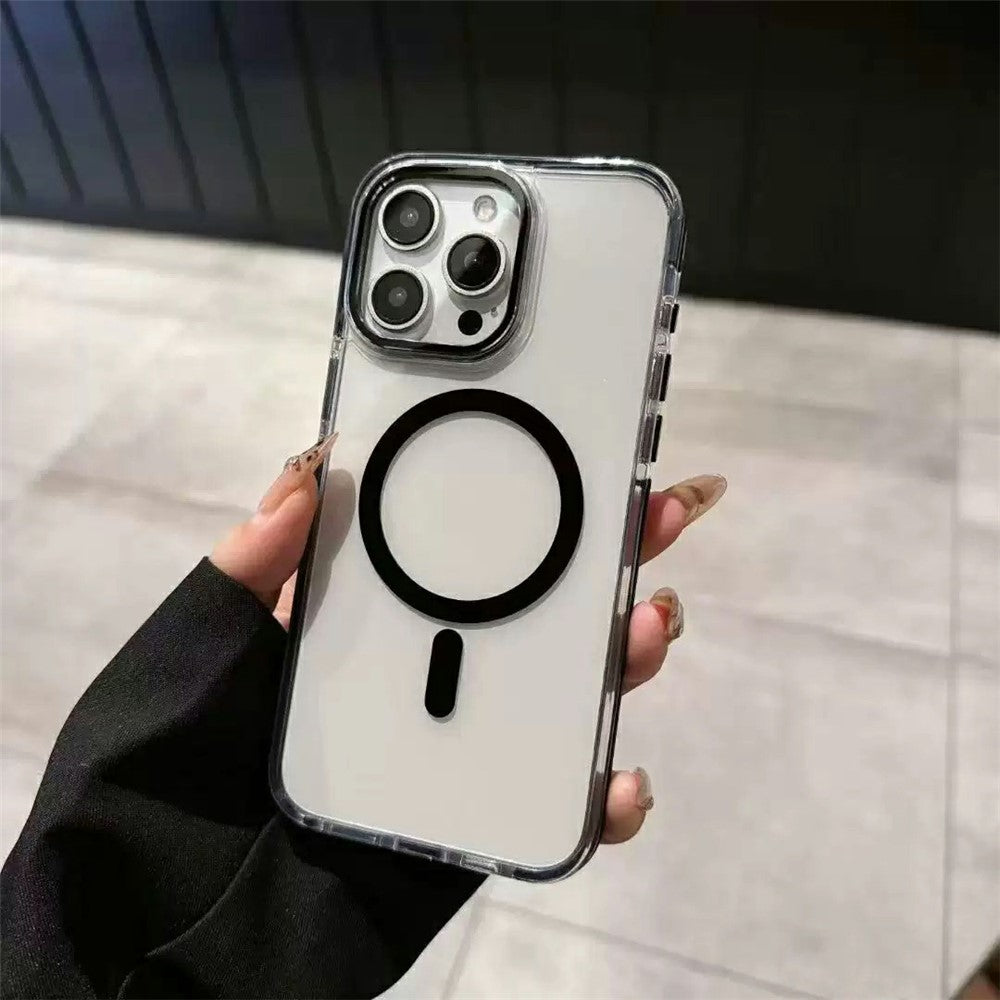 For iPhone 15 Pro Max Magnetic Case Clear PC TPU TPE Shockproof Cover Compatible with MagSafe