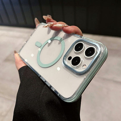 For iPhone 15 Pro Max Magnetic Case Clear PC TPU TPE Shockproof Cover Compatible with MagSafe