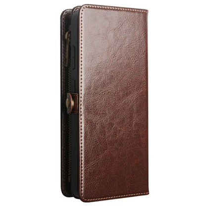 QIALINO for Samsung Galaxy S25 Ultra Case Split Leather Detachable 2 in 1 Wallet Phone Cover with Long Strap and Wrist Strap