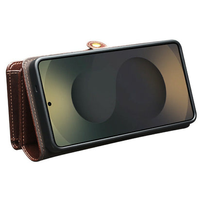 QIALINO for Samsung Galaxy S25 Ultra Case Split Leather Detachable 2 in 1 Wallet Phone Cover with Long Strap and Wrist Strap