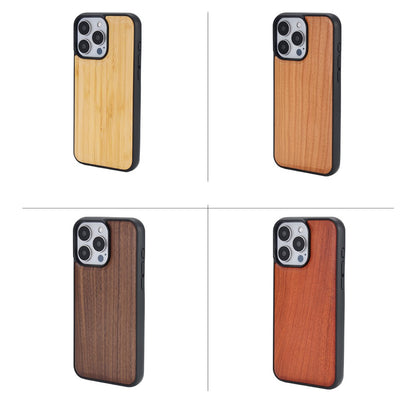 For iPhone 15 Pro Max Magnetic Case Wood + PC + TPU Shockproof Protective Phone Cover