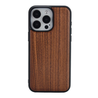 For iPhone 15 Pro Magnetic Case Wood + PC + TPU Shockproof Protective Phone Cover