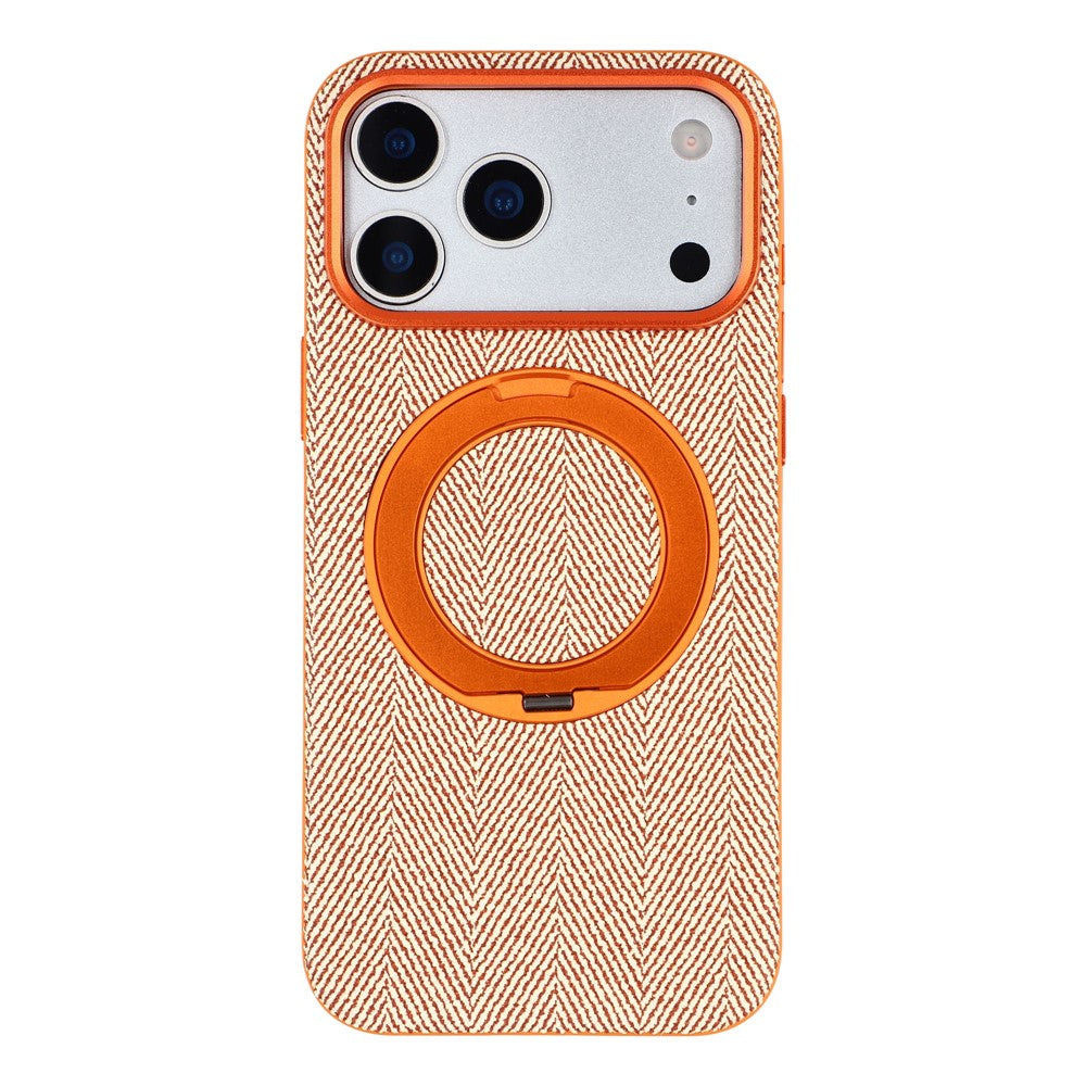 X-LEVEL for iPhone 17 Pro Magnetic Case Rotating Kickstand Fabric Textured Leather + PC + TPU Phone Cover