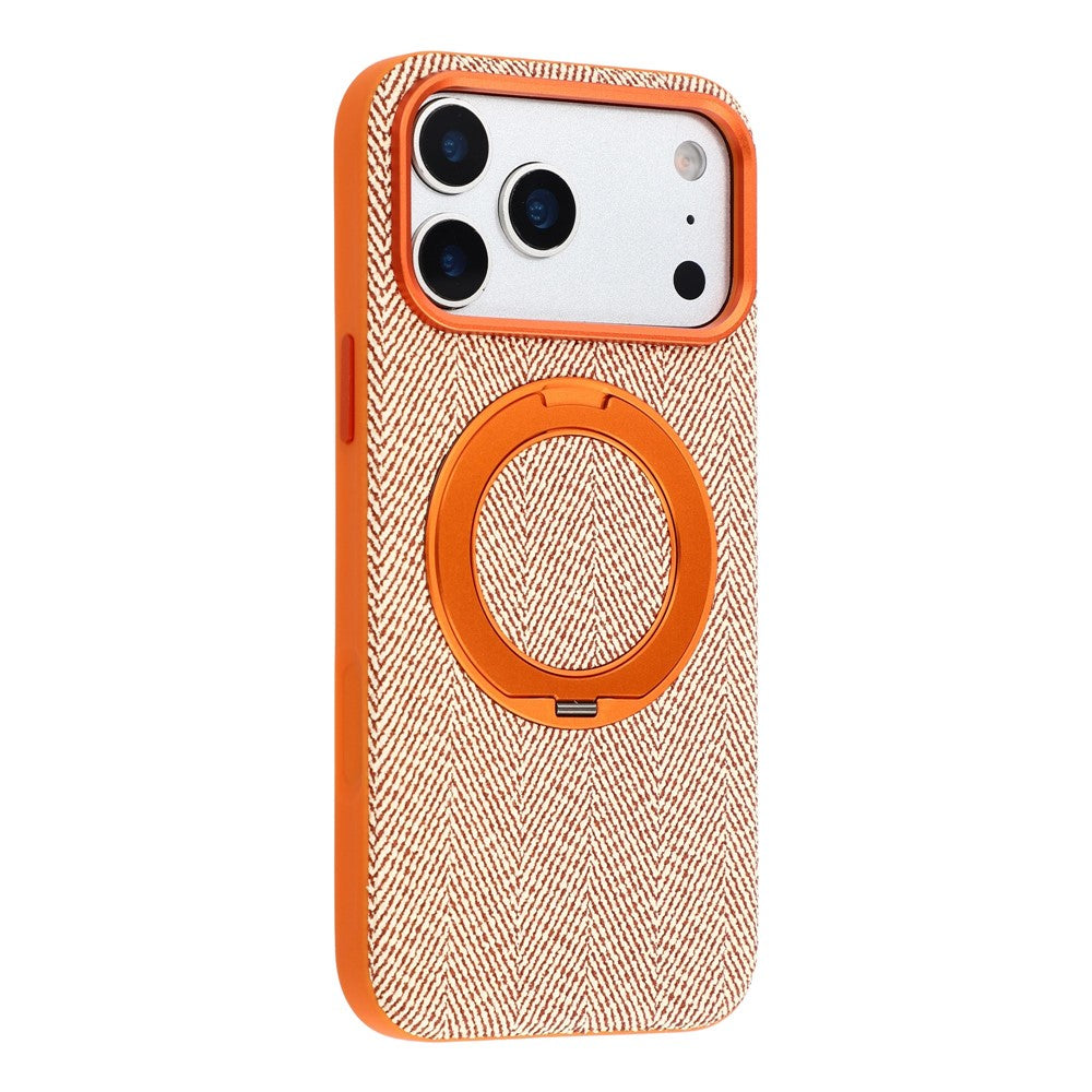 X-LEVEL for iPhone 17 Pro Magnetic Case Rotating Kickstand Fabric Textured Leather + PC + TPU Phone Cover