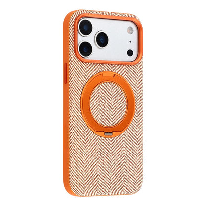 X-LEVEL for iPhone 17 Pro Magnetic Case Rotating Kickstand Fabric Textured Leather + PC + TPU Phone Cover