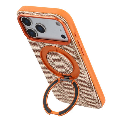 X-LEVEL for iPhone 17 Pro Magnetic Case Rotating Kickstand Fabric Textured Leather + PC + TPU Phone Cover