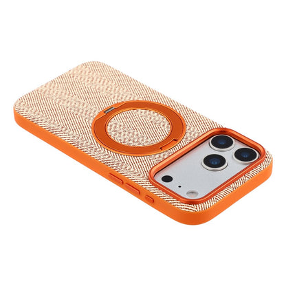 X-LEVEL for iPhone 17 Pro Magnetic Case Rotating Kickstand Fabric Textured Leather + PC + TPU Phone Cover