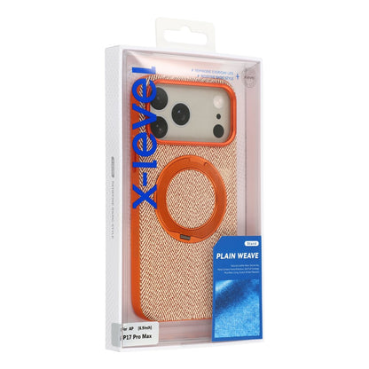 X-LEVEL for iPhone 17 Pro Magnetic Case Rotating Kickstand Fabric Textured Leather + PC + TPU Phone Cover