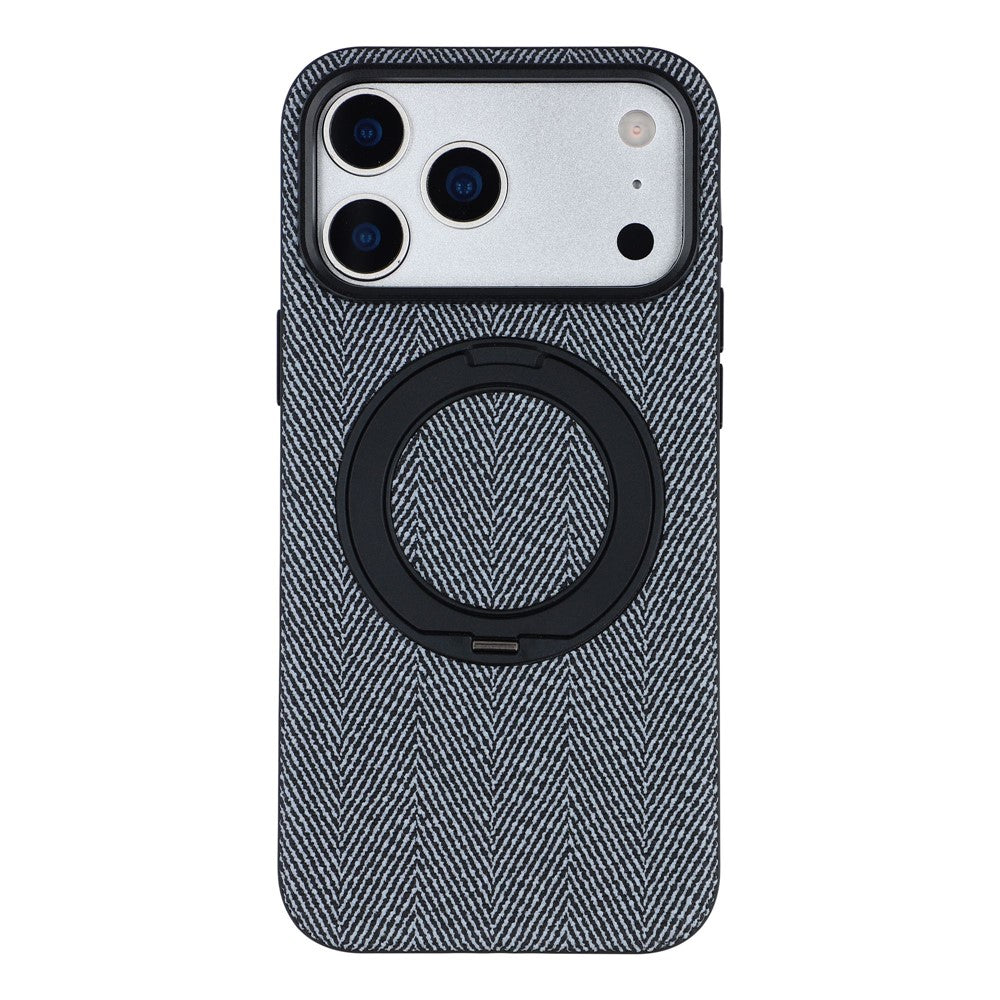 X-LEVEL for iPhone 17 Pro Magnetic Case Rotating Kickstand Fabric Textured Leather + PC + TPU Phone Cover