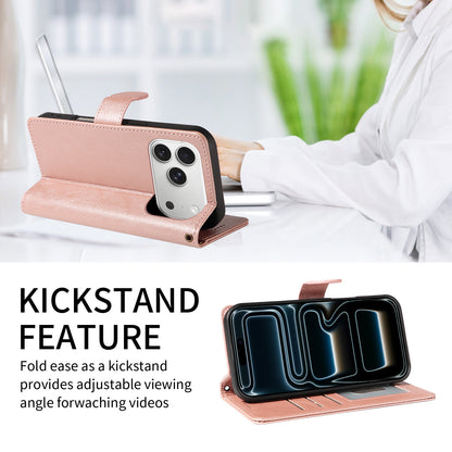 For iPhone 18 Pro / iPhone 17 Pro Case with Wrist Strap RFID Blocking Wallet Cowhide Texture Leather Phone Cover