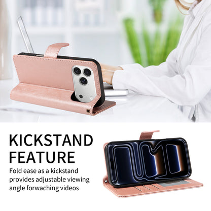 For iPhone 18 Pro Max / iPhone 17 Pro Max Case with Wrist Strap RFID Blocking Wallet Cowhide Texture Leather Phone Cover