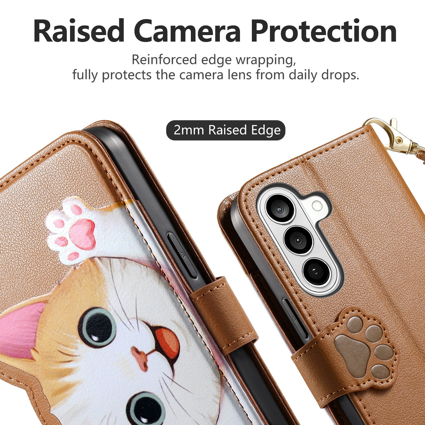 For Samsung Galaxy S26+ Case Cute Cat Pattern PU Leather Wallet Phone Cover with Wrist Strap