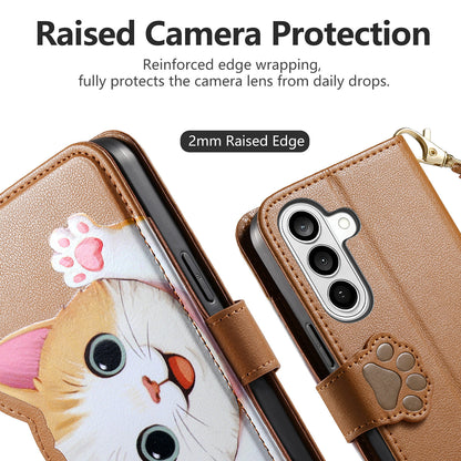 For Samsung Galaxy S26+ Case Cute Cat Pattern PU Leather Wallet Phone Cover with Wrist Strap