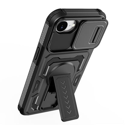For iPhone 17e / 16e Case Slide Lens Shield PC + TPU Kickstand Phone Cover