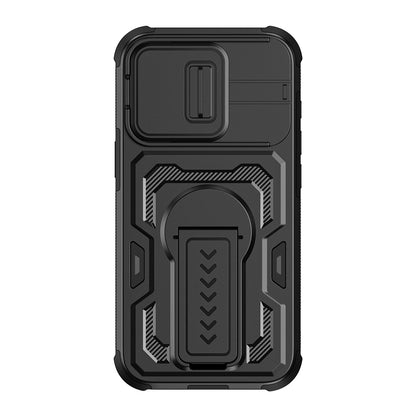 For iPhone 17e / 16e Case Slide Lens Shield PC + TPU Kickstand Phone Cover