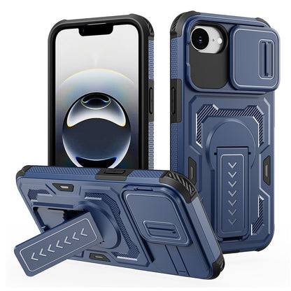 For iPhone 17e / 16e Case Slide Lens Shield PC + TPU Kickstand Phone Cover