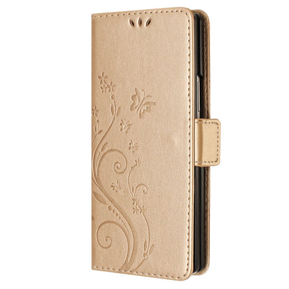 For Samsung Galaxy Z Fold8 Ultra Leather Wallet Case Butterfly Flower Imprinted Phone Cover with Strap