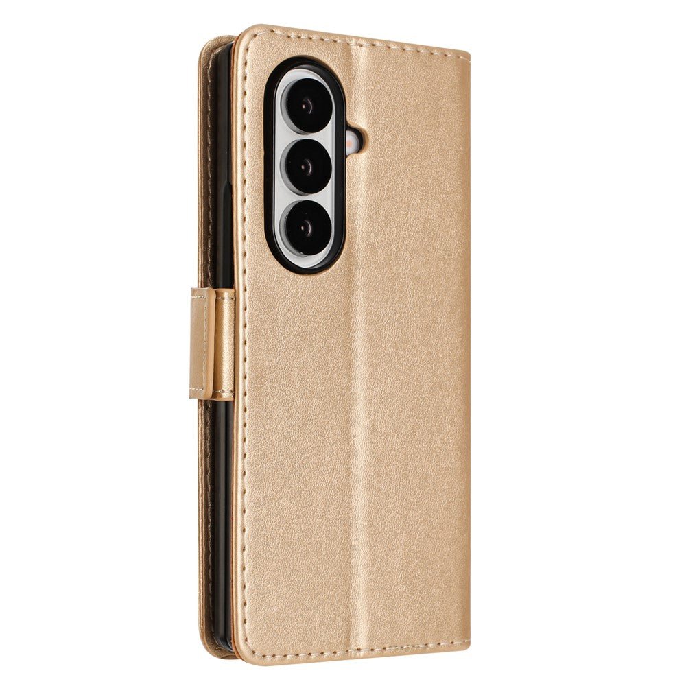 For Samsung Galaxy Z Fold8 Ultra Leather Wallet Case Butterfly Flower Imprinted Phone Cover with Strap
