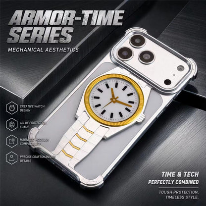 For iPhone 17 Pro Max Magnetic Case Creative Watch Design TPU + Alloy Frame Shockproof Phone Cover