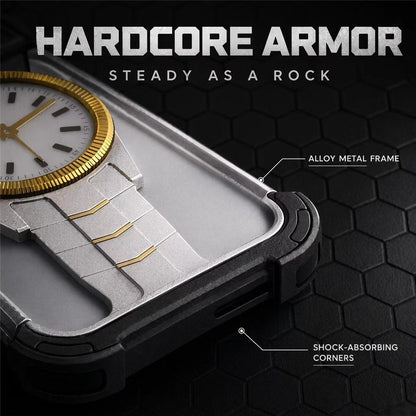 For iPhone 17 Pro Max Magnetic Case Creative Watch Design TPU + Alloy Frame Shockproof Phone Cover