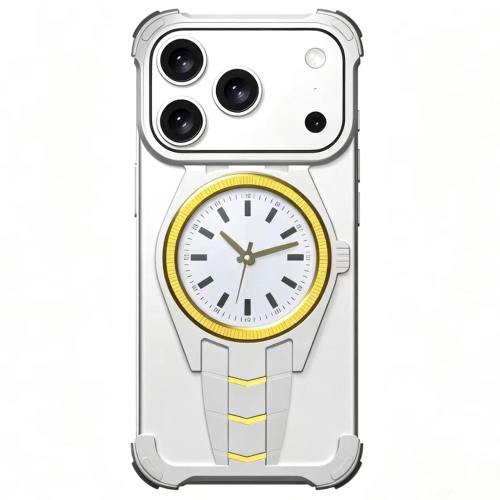 For iPhone 17 Pro Magnetic Case Creative Watch Design TPU + Alloy Frame Shockproof Phone Cover
