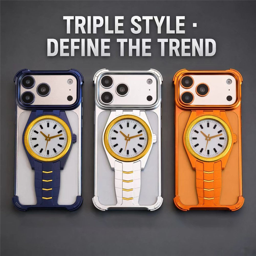 For iPhone 17 Pro Magnetic Case Creative Watch Design TPU + Alloy Frame Shockproof Phone Cover