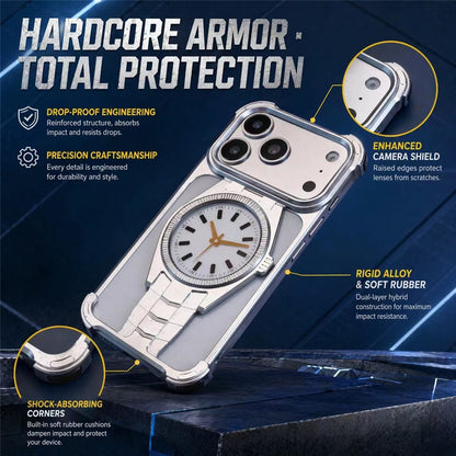 For iPhone 17 Pro Magnetic Case Creative Watch Design TPU + Alloy Frame Shockproof Phone Cover