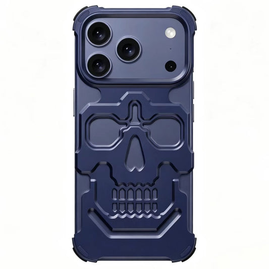 For iPhone 17 Pro Case Skull Armor Design Drop Protection Aluminum Alloy Hard Shell Cover
