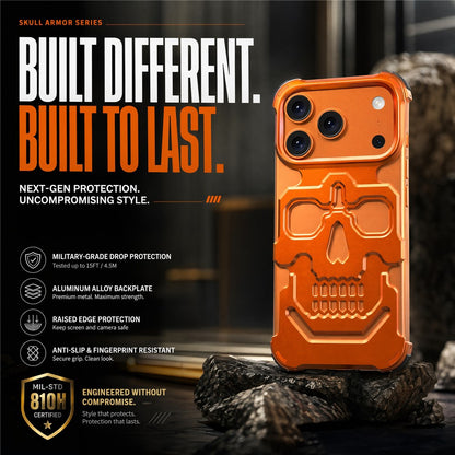 For iPhone 17 Pro Max Case Skull Armor Design Drop Protection Aluminum Alloy Hard Shell Cover