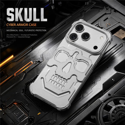 For iPhone 17 Pro Max Case Skull Armor Design Drop Protection Aluminum Alloy Hard Shell Cover