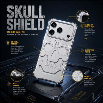 For iPhone 17 Pro Max Case Skull Armor Design Drop Protection Aluminum Alloy Hard Shell Cover