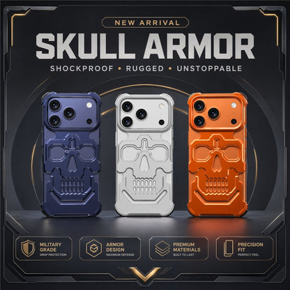 For iPhone 17 Pro Max Case Skull Armor Design Drop Protection Aluminum Alloy Hard Shell Cover