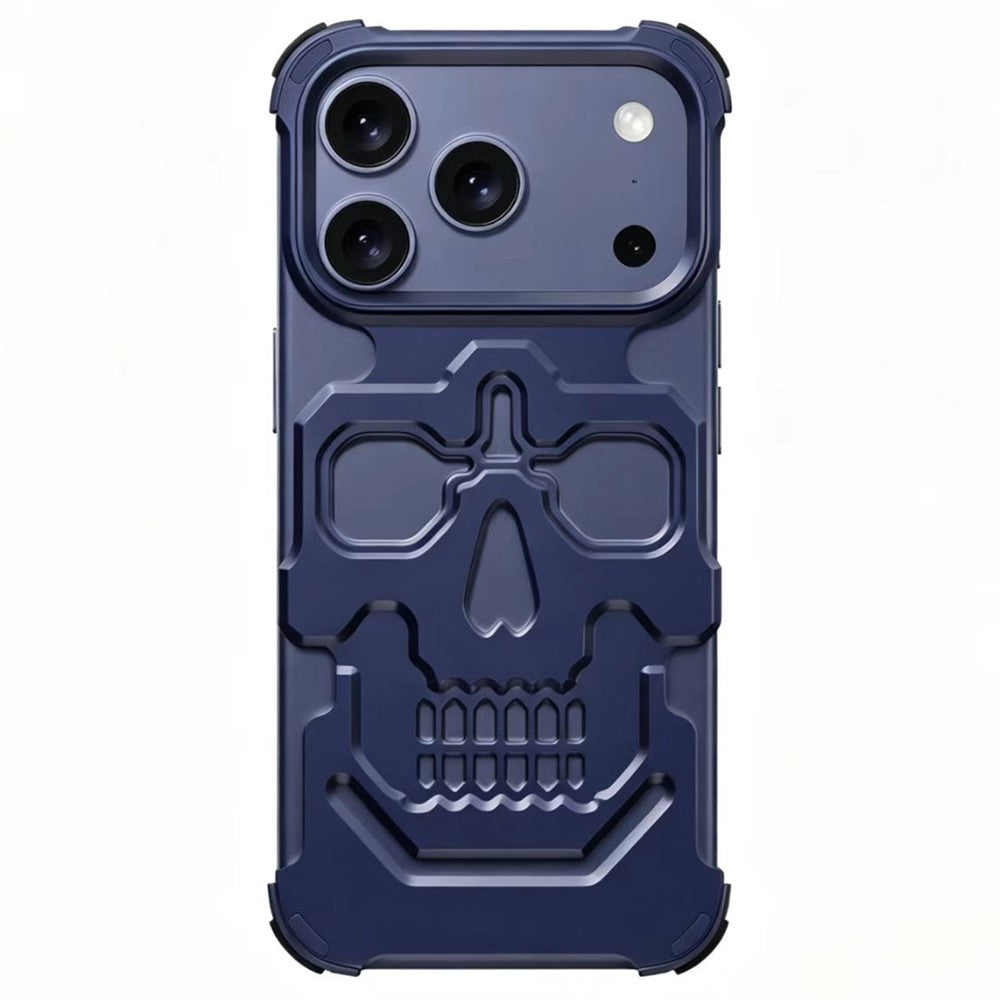 For iPhone 17 Pro Max Case Skull Armor Design Drop Protection Aluminum Alloy Hard Shell Cover
