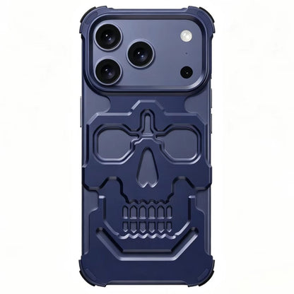 For iPhone 17 Pro Max Case Skull Armor Design Drop Protection Aluminum Alloy Hard Shell Cover